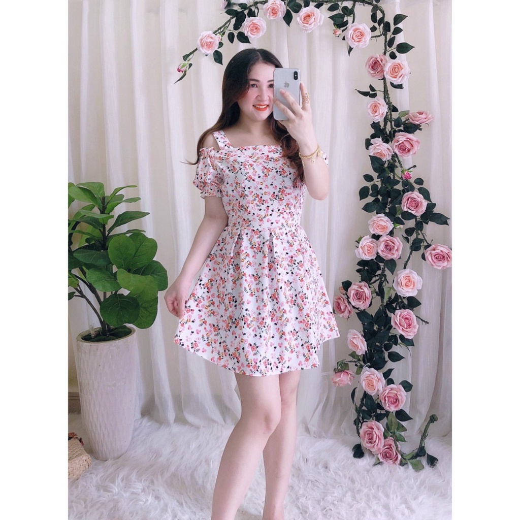 Đầm trễ vai (có kèm quần đùi trong) chất liệu lụa Nhật mịn nhẹ thoáng mát | BigBuy360 - bigbuy360.vn