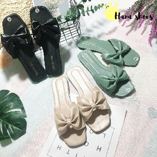 Dép lê nữ quai ngang thắt nơ siêu mềm êm chân DL27