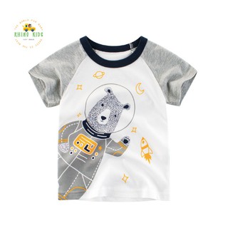 ⚡[VIDEO] Áo thun bé trai 👶 cổ tròn 27KIDS gấu phi hành gia tiêu chuẩn Mỹ, Châu Âu Rhino Kids