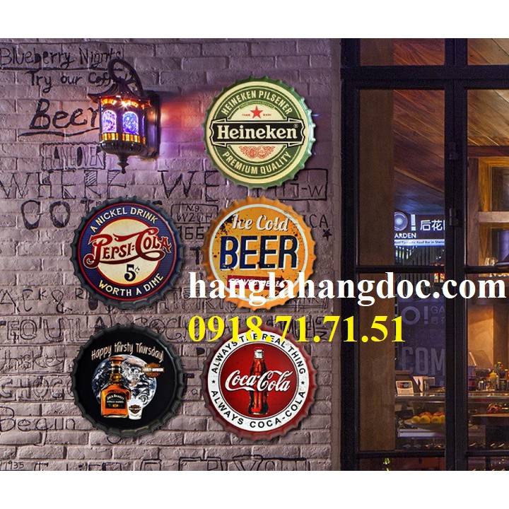 Mô hình nắp ve chai bia 35cm đường kính treo tường trang trí beer club