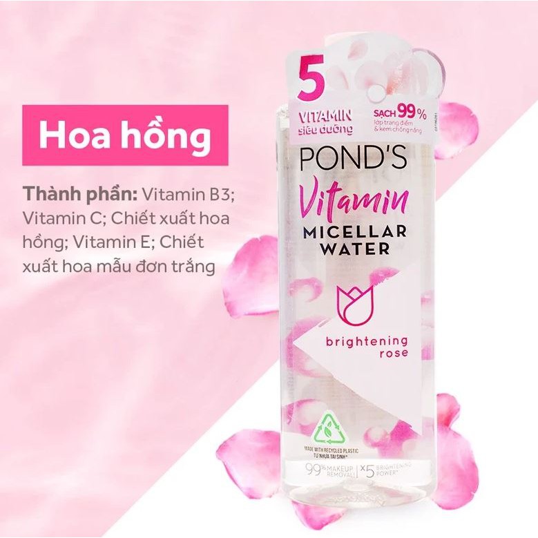 Nước Tẩy Trang Sáng Da Chiết Xuất Hoa Hồng POND'S Vitamin Micellar Water 400ml