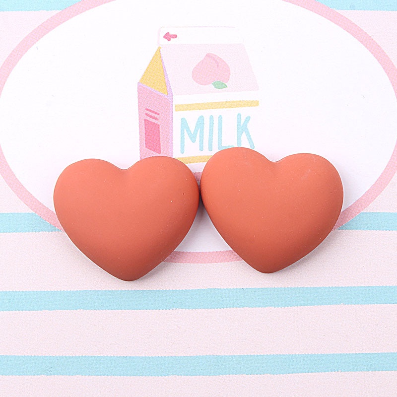 Set 10 Phụ Kiện Trang Sức Hình Trái Tim Bằng Nhựa Resin Màu Kẹo Xinh Xắn DIY