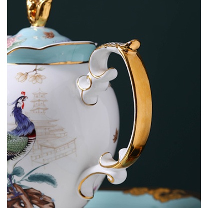 Bộ Ấm Pha Trà Sứ Xương. Bộ tách pha trà sứ xương cao cấp kèm hộp quà tặng vali.