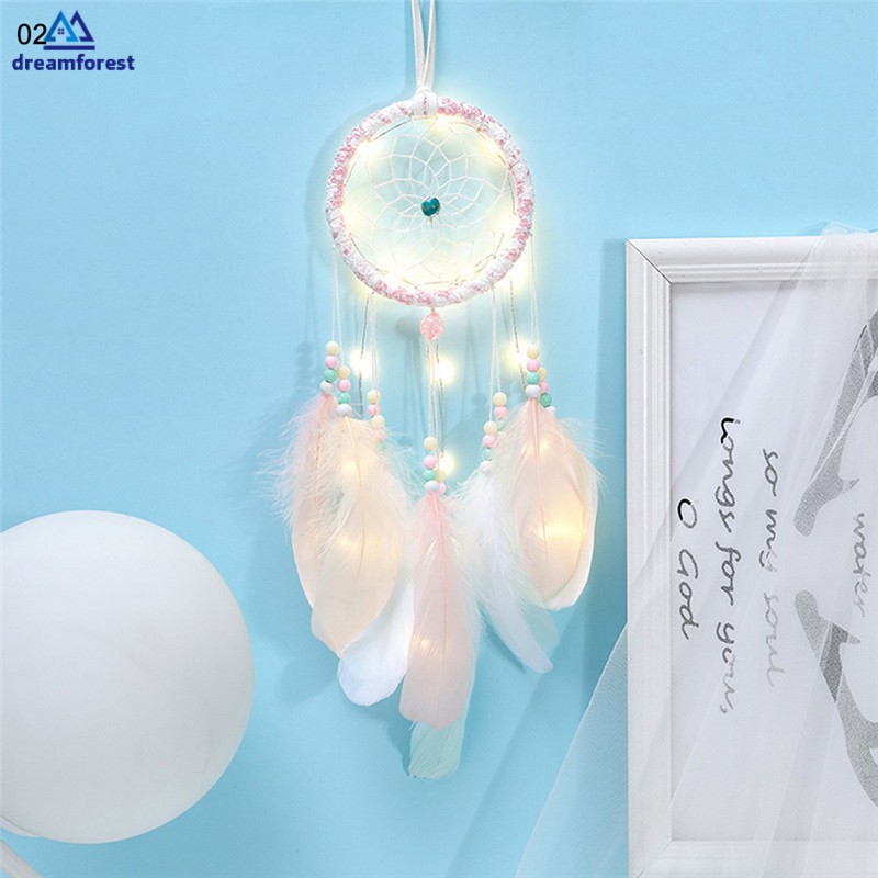 Dreamcatcher gắn đèn LED treo tường dùng để trang trí nhà