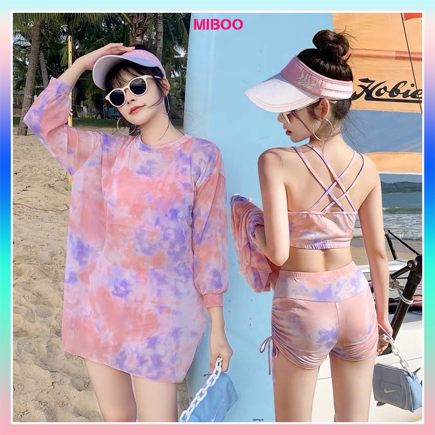 Bộ áo bơi 3 mảnh họa tiết dây chéo sau rất đẹp