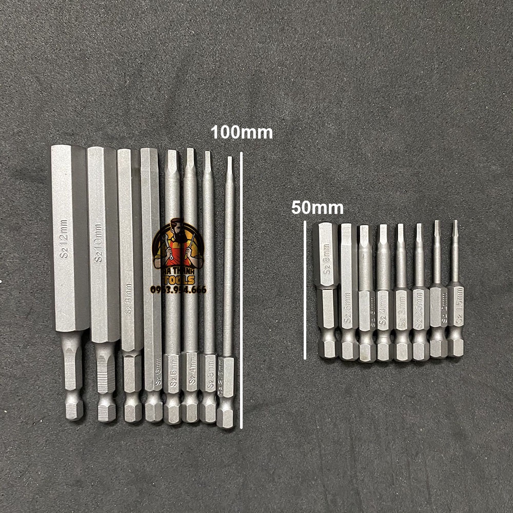 Bộ 8 Mũi Bắn Vít Lục Giác 50-100mm Cho Khoan Pin, Khoan Điện H1.5 - H12