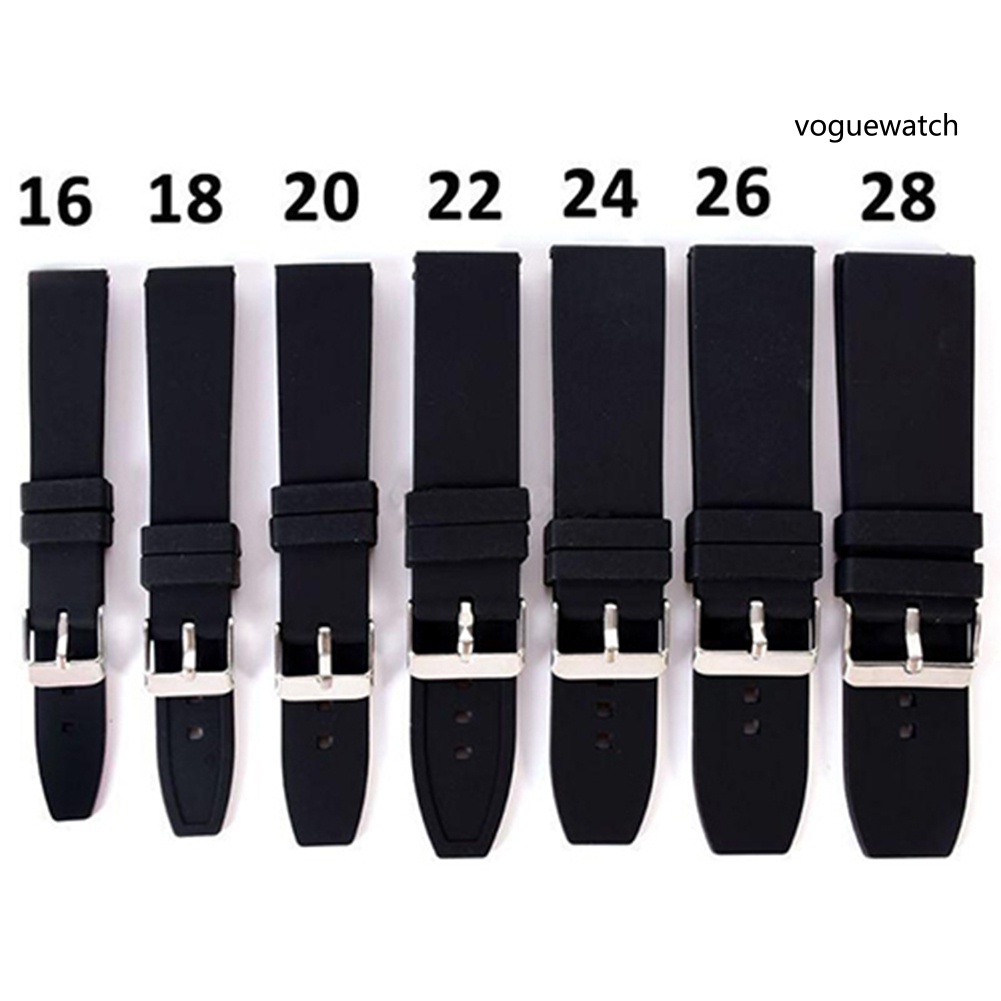 Dây Đeo Đồng Hồ Bằng Silicone Mềm Trơn Chống Nước 16mm - 28mm Có Khóa Cài