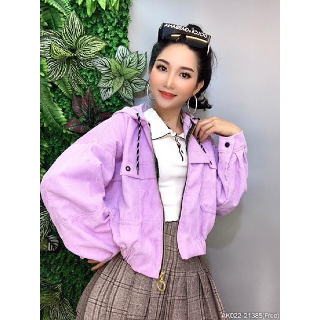 Áo Khoác Nữ Kaki Nhung QC L1 Chống Nắng Form Cánh Dơi Cực Đẹp Bomber Jacket TRƠN TÚI 4 KHOEN - AK022  ྇