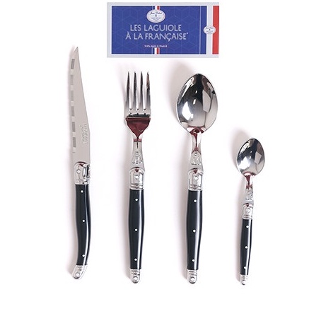 Bộ DAO THÌA DĨA (muỗng, nĩa) inox 304 Pháp Cán nhựa Màu đen | Sa Maison x Jean Dubost