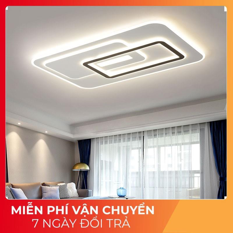 Đèn led ốp trần trang trí phòng khách phòng ngủ hình chữ nhật có 3 chế độ sáng tặng điều khiển bảo hành 12 tháng-Mã83hcn