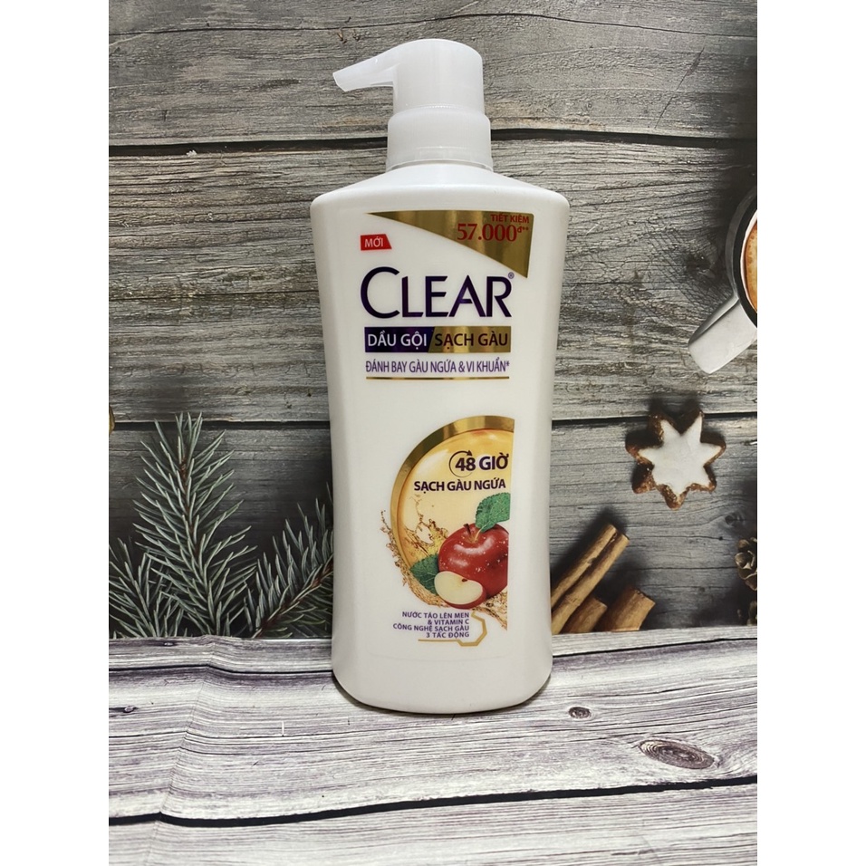 Dầu gội Clear sạch gàu thảo dược hương Táo lên men 630g