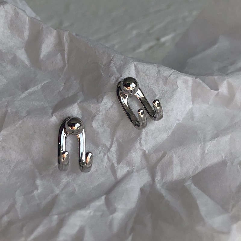 Khuyên tai chốt bạc sterling S925 thiết kế có khóa gài đơn giản phong cách Nhật Hàn thời trang mới tinh tế cho nữ
