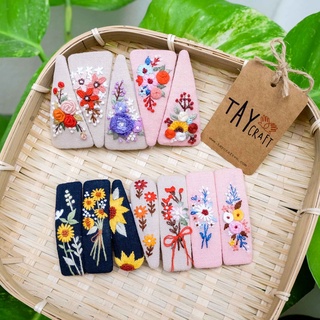 Kẹp tóc thêu tay theo set, Set kẹp tóc linen handmade nhiều mẫu