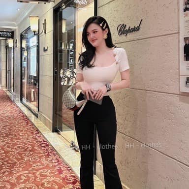 Áo tăm cổ vuông đính cúc đồng (kèm ảnh thật,video)