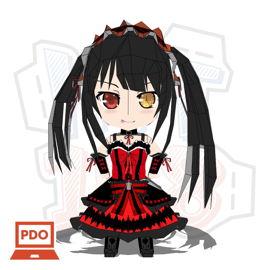 Mô hình giấy Anime Game Chibi cute Tokisaki Kurumi - Date A Live