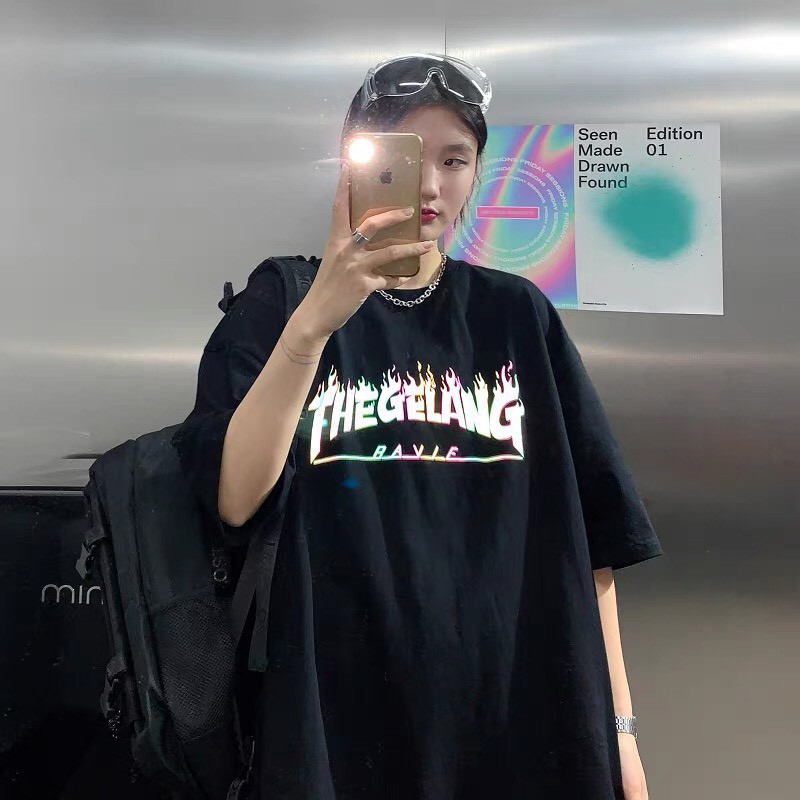 Áo Phông Phản Quang Ngực TheGelang Unisex  Nana's House - FREESHIP  Thun tay lỡ oversize nam nữ họa tiết phát sáng