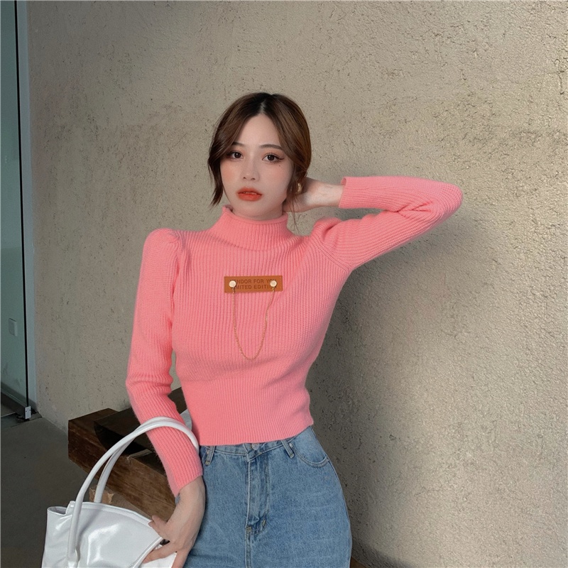 Áo sweater dệt kim ZHELIHANGFEI cổ lọ tay dài thời trang cho nữ