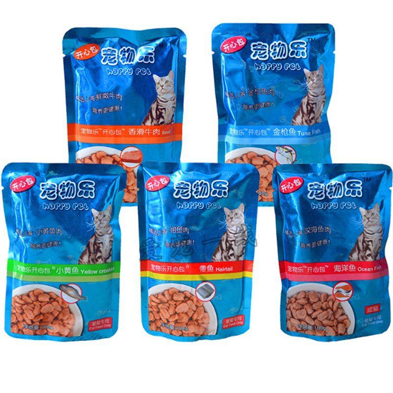 【Sẵn sàng giao hàng】 thức ăn cho mèo đồ ăn cho mèo> Pet Music Happy Bag Cat Thịt tươi Túi Mèo Meat Food Snac