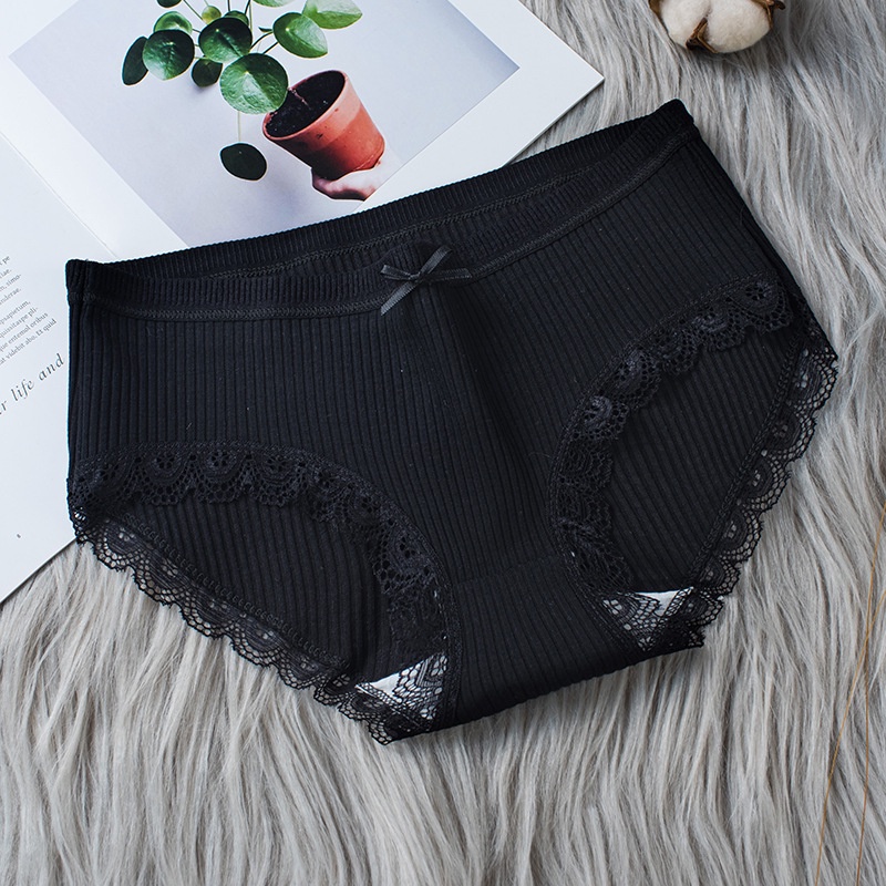 Quần Lót Nữ Cotton Kháng Khuẩn Gân Tăm Freeship Quần Chip Nữ Viền Ren Siêu Mềm Mịn Thoáng Mát QL09 - Size 35-65kg