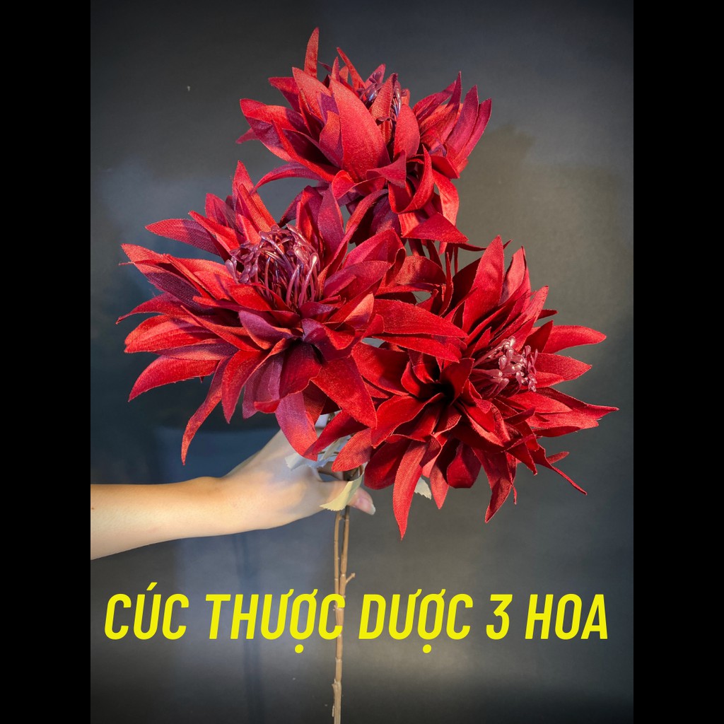 Cúc Thược Dược 3 Hoa, Hoa Lụa Trang Trí Đẹp Nhất ABSHOP COM VN