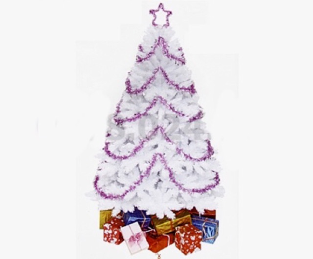 Cây thông Noel trắng đầu tròn 2 in 90cm - 1m2 - 1m5 - 1m8 - 2m1 - 2m4 - 3m lá dày dặn