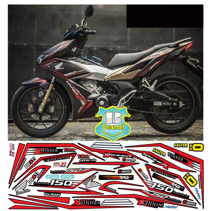 ( Quí khách vui lòng mang ra tiệm cho thợ dán ) Tem winner X chỉ đỏ đen nhám