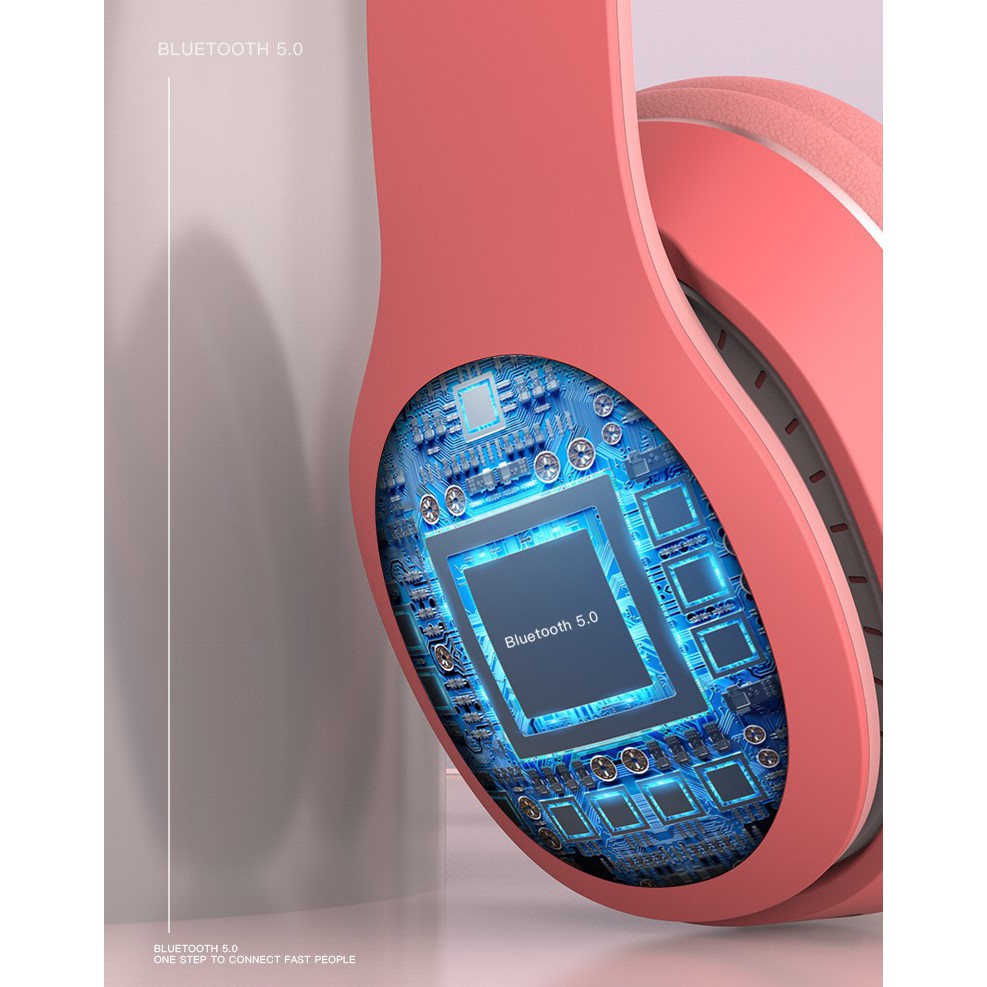 Tai nghe bluetooth 5.0, tai nghe mèo siêu dễ thương, có led RGB,khe cắm thẻ nhớ và đầy đủ nút bấm | BigBuy360 - bigbuy360.vn