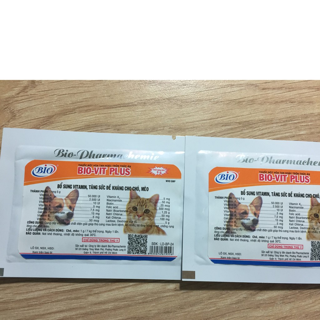 BIO-VIT PLUS gói 5g. Bổ sung dinh dưỡng cho chó mèo