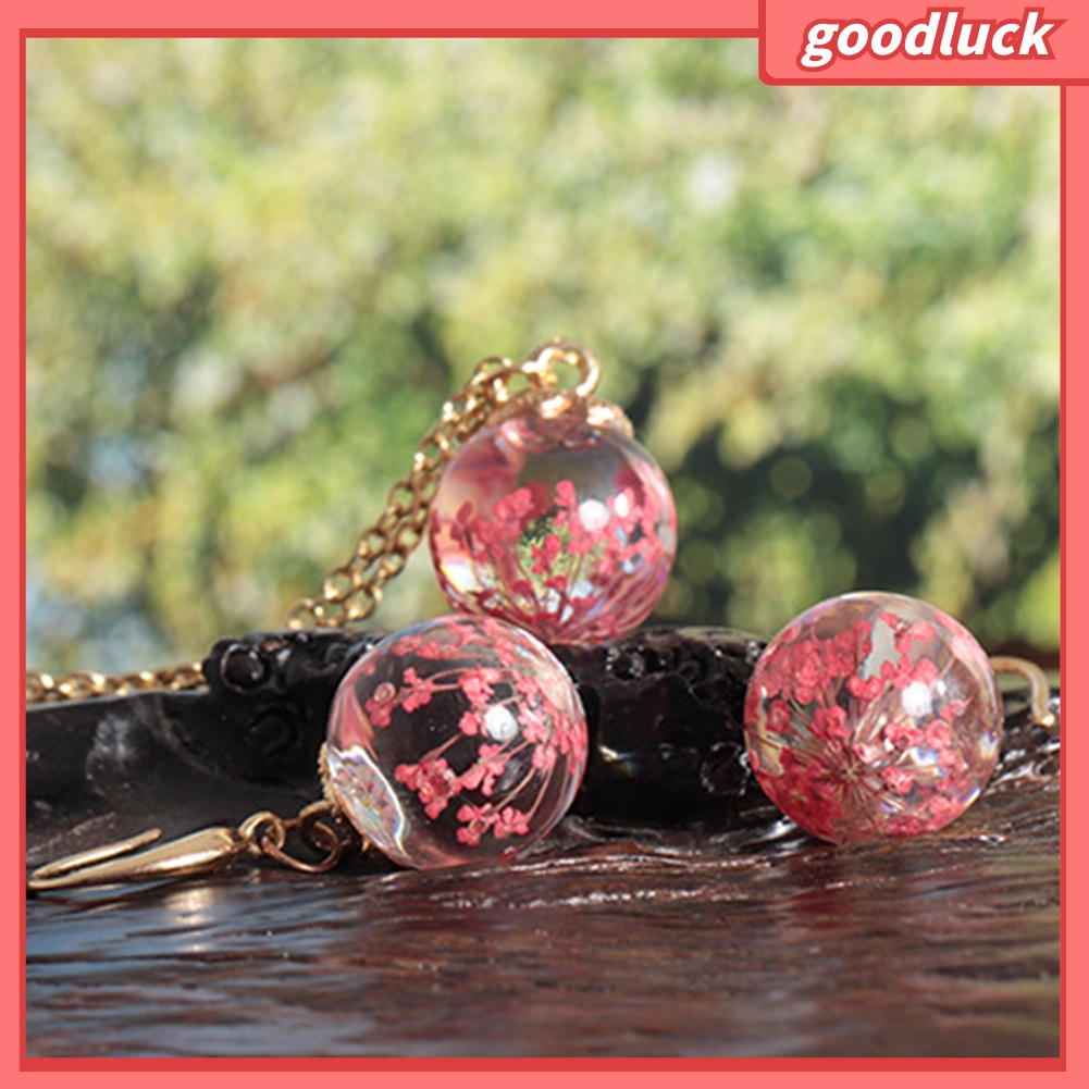 Bộ Vòng cổ + Bông Tai Thời Trang Đính Hoa Khô Cho Nữ