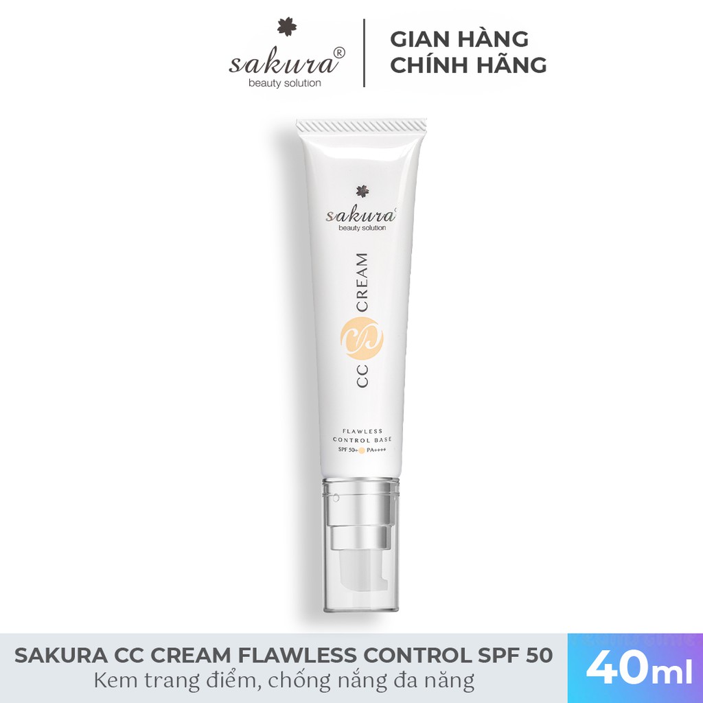 Kem trang điểm, chống nắng đa năng Sakura CC Cream Flawless Control Base SPF50+ PA++++ 40ml