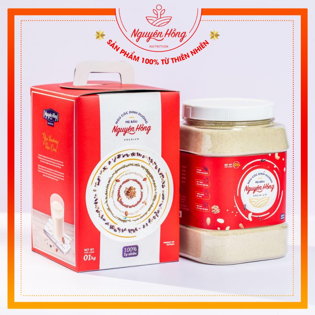 Ngũ Cốc Dinh Dưỡng Cho Mẹ Bầu NGUYÊN HỒNG -Hộp 1Kg- Giữ Dáng Cho Mẹ, Tăng Cân Cho Bé, Giảm Ốm Nghén.