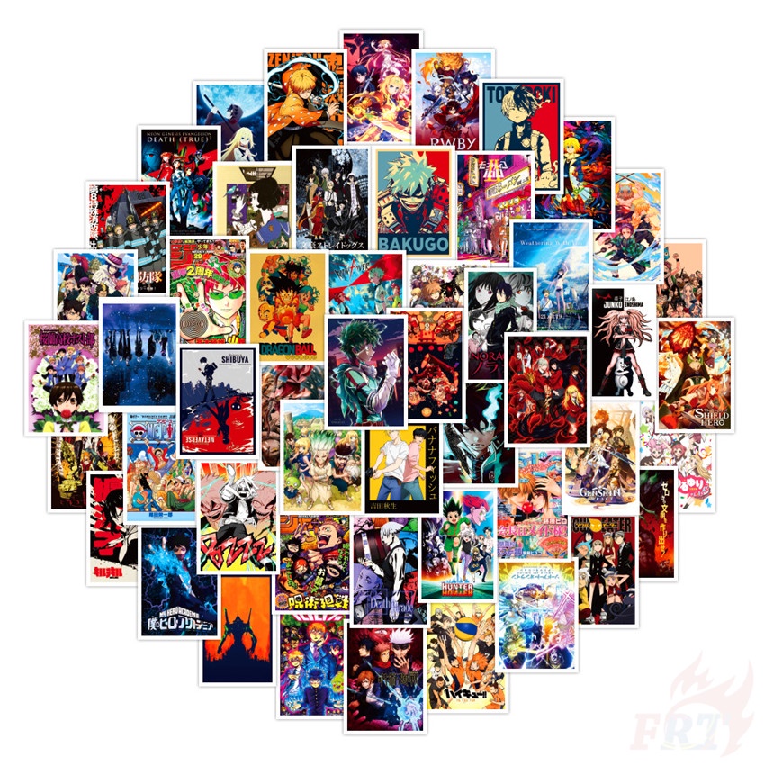 ❉ Comics Magazine Series 05 Shōnen Manga Mini Postcard Stickers ❉ 50Pcs/Set DIY Fashion Mixed Waterproof Doodle Decals Stickers