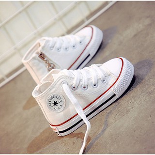 Giày cao cổ màu trắng bé trai bé gái kiểu Dây Buộc Có Khóa Ngang [Ảnh Thật]