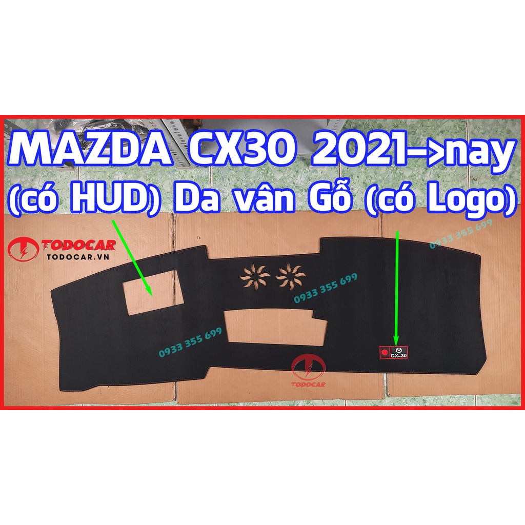 Thảm Taplo MAZDA CX30 bằng Nhung lông Cừu, Da vân Carbon, Da vân Gỗ 2021 2022