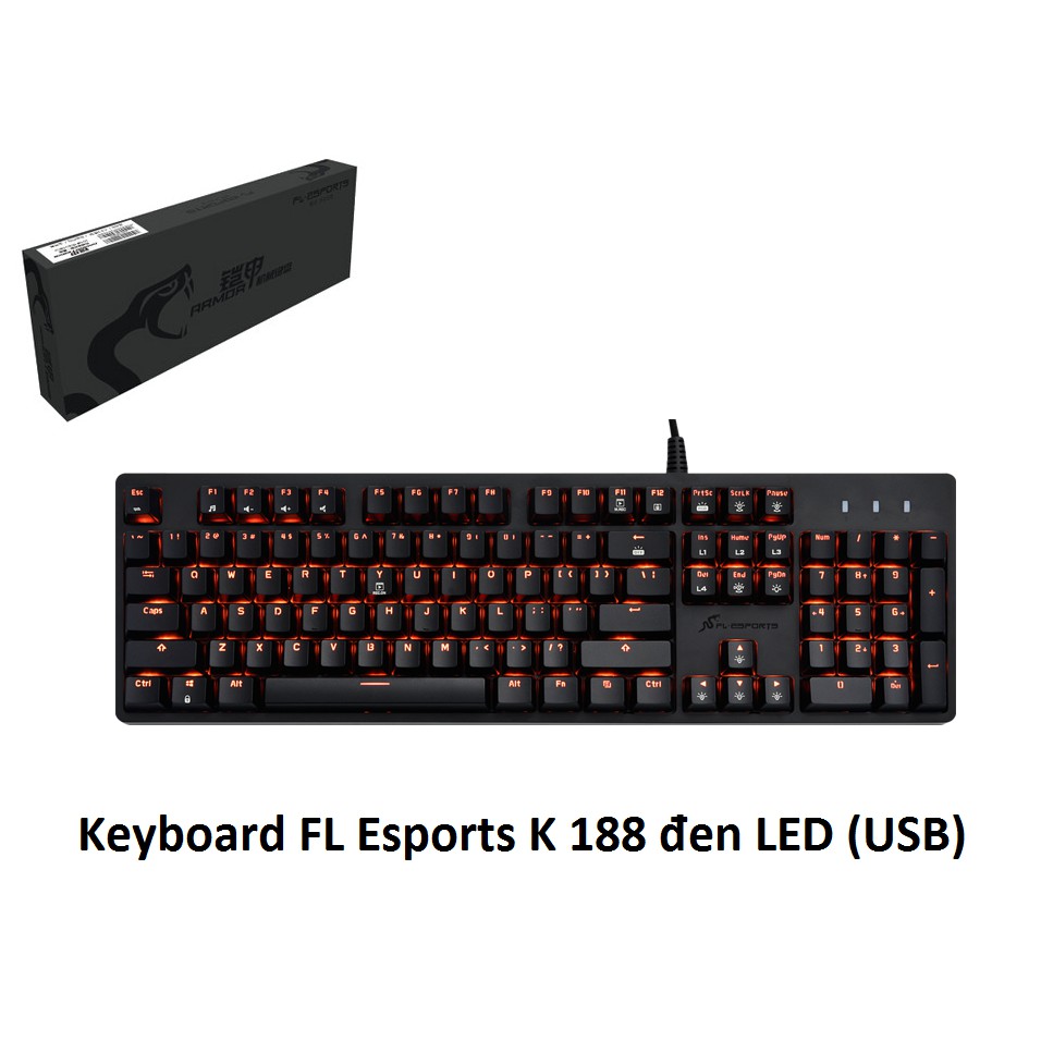 BÀN PHÍM CƠ CHUYÊN GAME FL ESPORTS K 188 ĐÈN LED DÂY USB BỌC DÙ CHỐNG ĐỨT GÃY