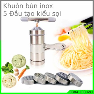 Khuôn làm bún tươi bằng tay tại nhà chất liệu inox có 5 đầu tạo kiểu sợi khác nhau