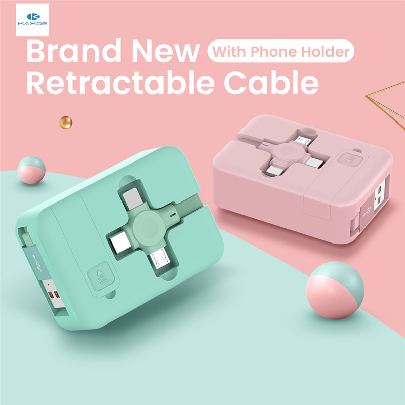 Cáp Sạc KAXOE 4 Trong 1 Cổng USB Type C Micro USB Kèm Giá Đỡ Điện Thoại 3 Trong 1 Tiện Lợi