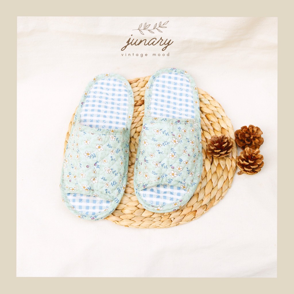 Junarystudio - Dép vải mang trong nhà kiểu dáng vintage, dép đi trong nhà unisex phong cách Hàn Quốc