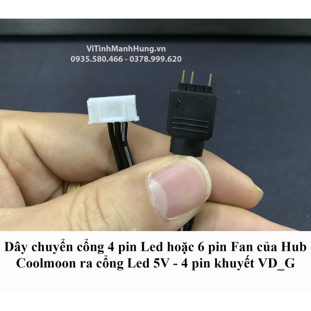 Dây chuyển cổng 4 pin Led hoặc 6 pin Fan của Hub Coolmoon ra cổng Led 5V ARGB 3 pin.