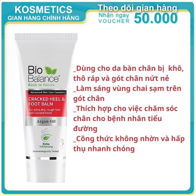 Kem dưỡng nứt gót chân BIO BALANCE Argan Oil 60ML