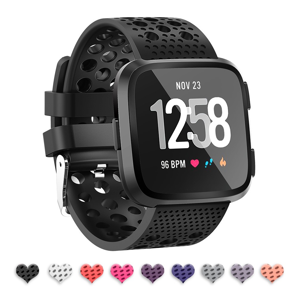 Dây đeo đồng hồ thay thế bằng silicon thiết kế nhiều lỗ thời trang cho Fitbit Versa/ Versa 2/ Versa Lite