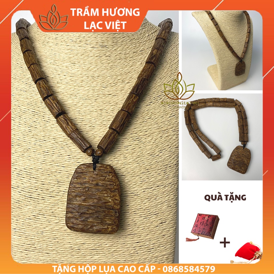 Vòng Cổ / Dây Chuyền Trầm Hương kiểu Mộc Mạc Tối Giản Tinh Tế - Trầm Sánh Chìm Xỉa Tự Nhiên Cao Cấp Lạc Việt