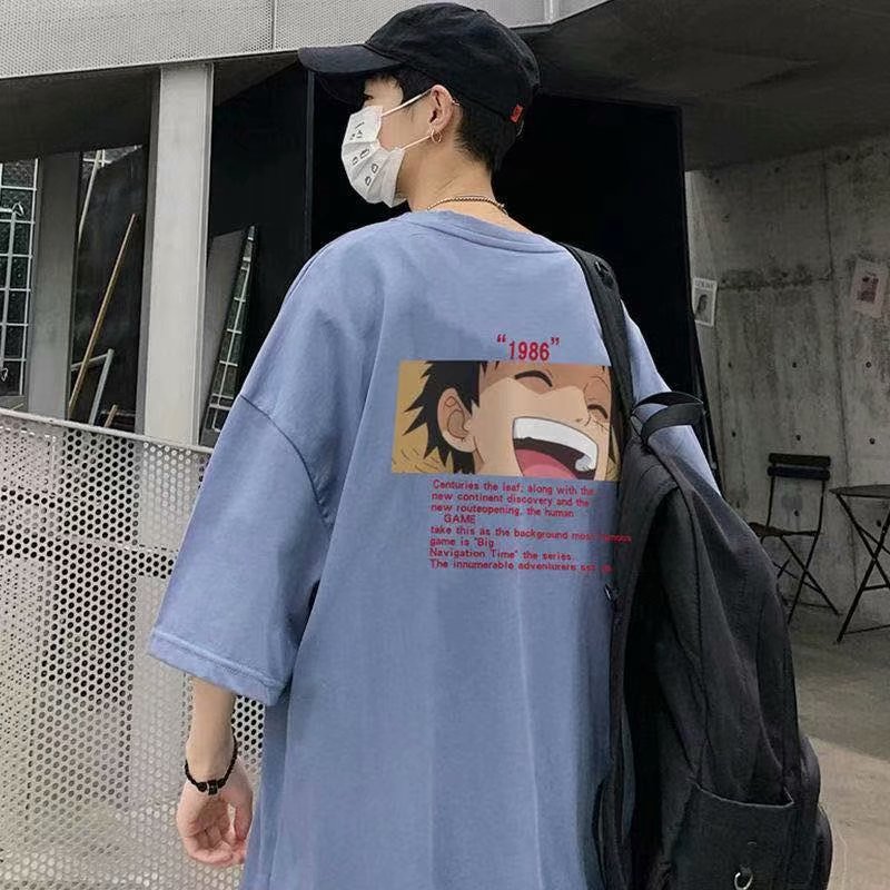 Áo Thun Tay Ngắn Cổ Tròn Dáng Rộng In Hình Luffy one piece Cỡ Lớn Thoải Mái Thời Trang unisex size S-8XL