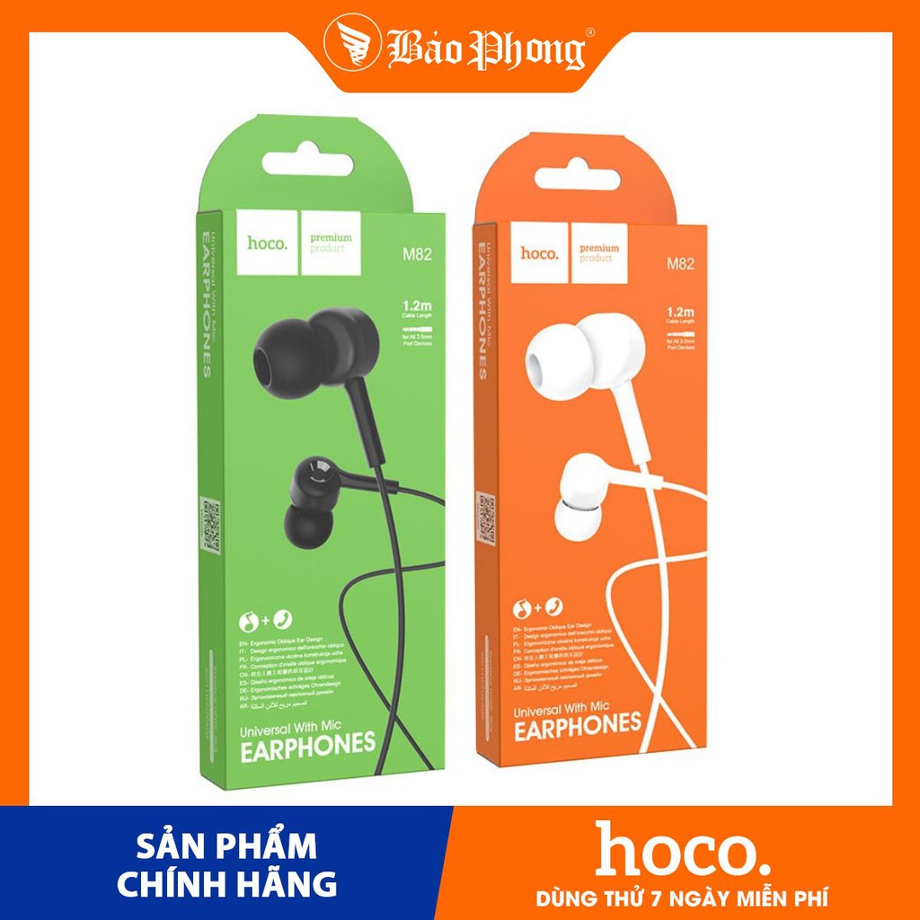 Tai Nghe dây Hoco M82 chân 3.5mm có micro Dành cho điện thoại iPhone iP Xiaomi Huawei Samsung Oppo Realme