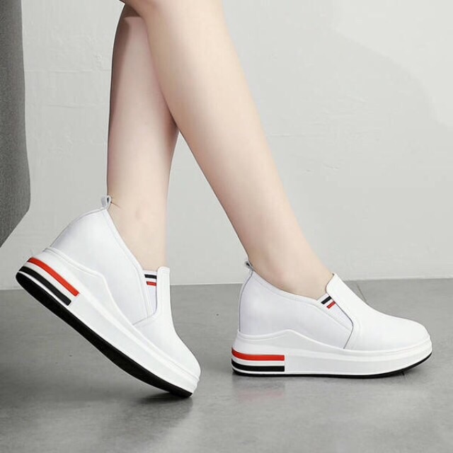 Giày thể thao nữ độn đế da bò cao 7cm size 34 đến 40 HI450