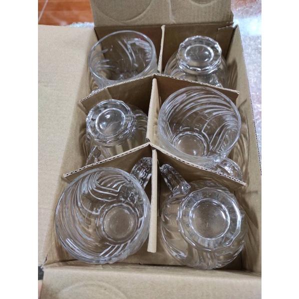 Bộ 6 ly thủy tinh uống trà cao cấp, bộ ly decor trang trí phòng