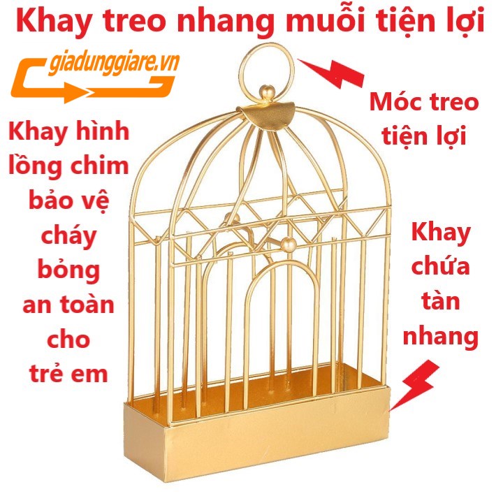 Lồng đựng nhang muỗi hình lồng chim khay đốt hương muỗi bằng thép an toàn cho trẻ em