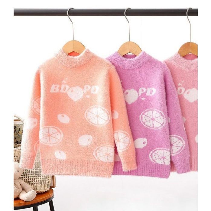 {12-35kg} Áo len lông bé gái dày ấm (hàng QC đẹp) M309