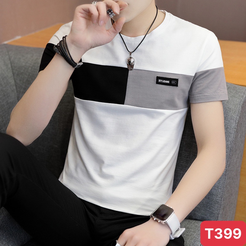 Áo thun nam polo cổ trụ màu trắng chất vải cotton dày dặn co giãn tay ngắn, phông nam đẹp ADO3 nhiều mẫu