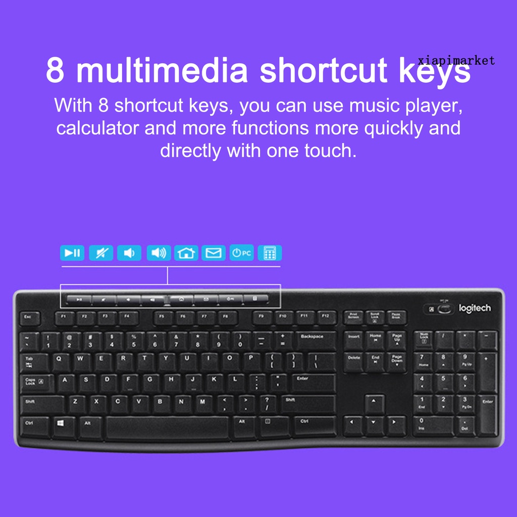 Bộ Bàn Phím + Chuột Không Dây Logitech Mk270 Chống Văng Tiện Dụng Cho Pc